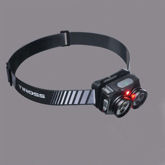 Tiross Wiederaufladbarer LED-Kopflampe IP44 mit Maximaler Helligkeit 600 Lumen