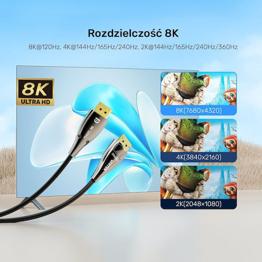 Unitek Cablu DisplayPort 30m Negru