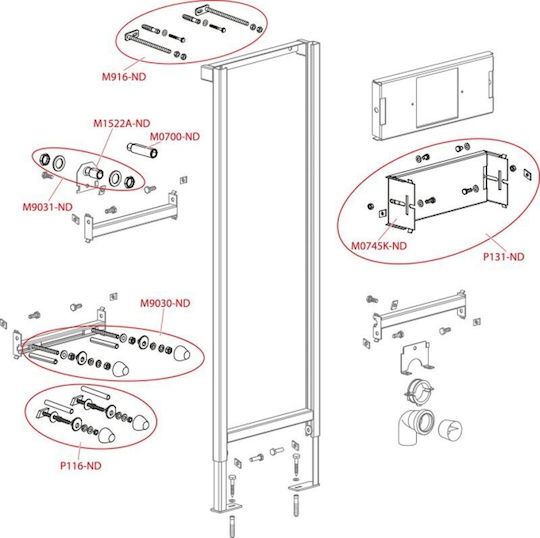 Alcadrain A107/1120 Wall Hung Urinal Mounting Frame Metal 1120mm