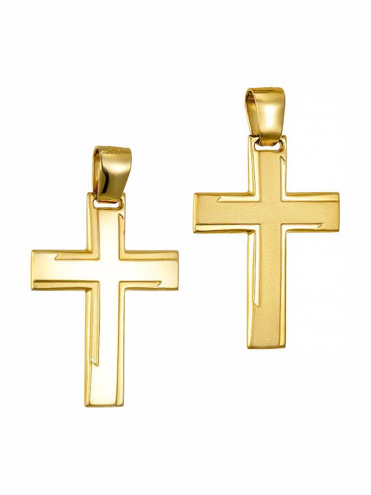 Papoulidis Jewellery Мъжки Златен Кръст 14 Карата Двулицев Без Верижка