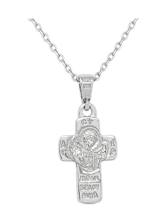 Xryseio Men's Cross with Crucified in Silver Without Chain