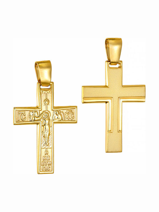 Papoulidis Jewellery Мъжки Златен Кръст 14 Карата Двулицев Без Верижка