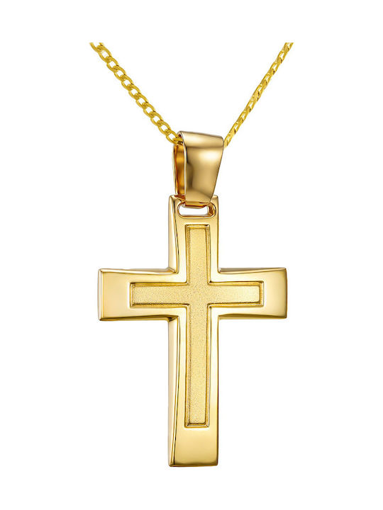 Papoulidis Jewellery Мъжки Златен Кръст 14 Карата Двулицев Без Верижка