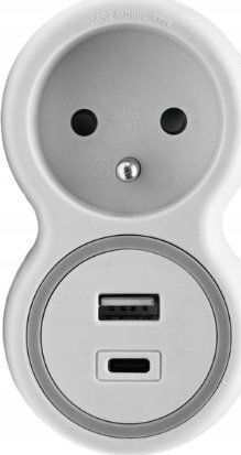 Plastrol Power Strip 1 Socket USB-A USB-C Charging Ports White