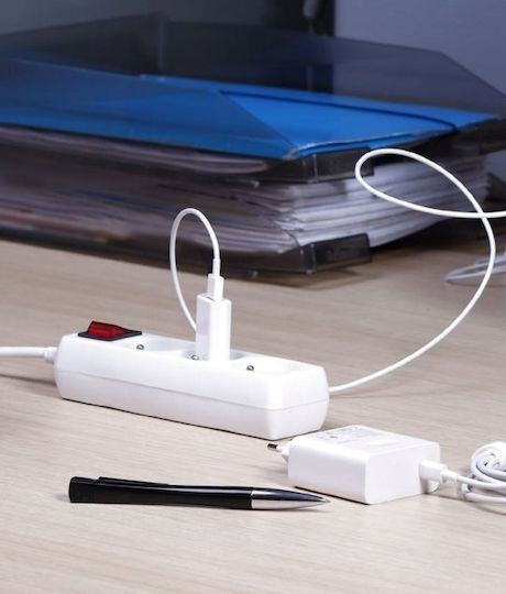 Plastrol Power Strip 1 Socket USB-A USB-C Charging Ports White
