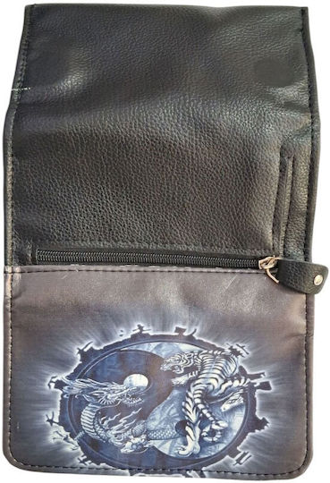 Kalliopi Silver Tabaktasche Künstliches Leder Design Tiger & Drache 14x8cm