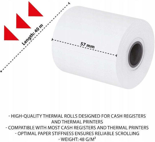 Office Products Thermische Kassenbons mit Länge 40m 48gr/m² 10 Stück