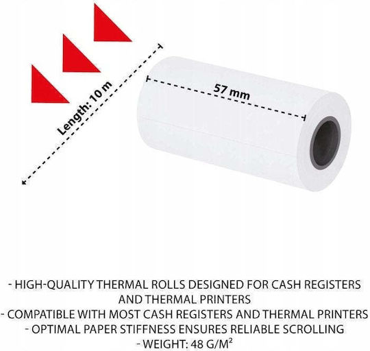 Office Products Thermische Kassenbons P57xΔ10mm mit Länge 10m 48gr/m² 10 Stück