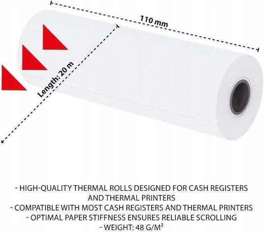 Office Products Thermische Kassenbonrolle mit Länge 20m 48g/m² 10 Stück