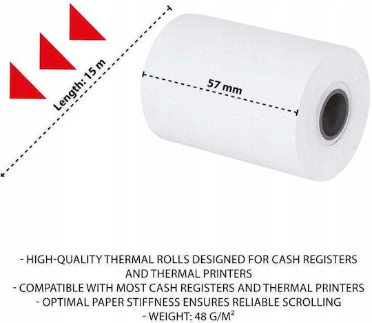 Office Products Thermische Kassenbonrolle mit Länge 15m 48g/m² 10 Stück