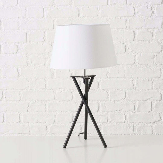 Boltze Metal Table Lamp for E27 Fitting with White Shade and Black Base