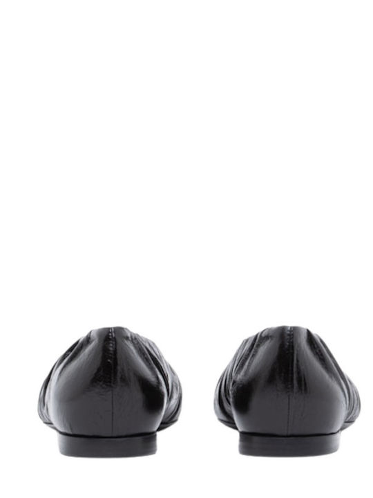 Leder Damen Ballerinas Schwarze