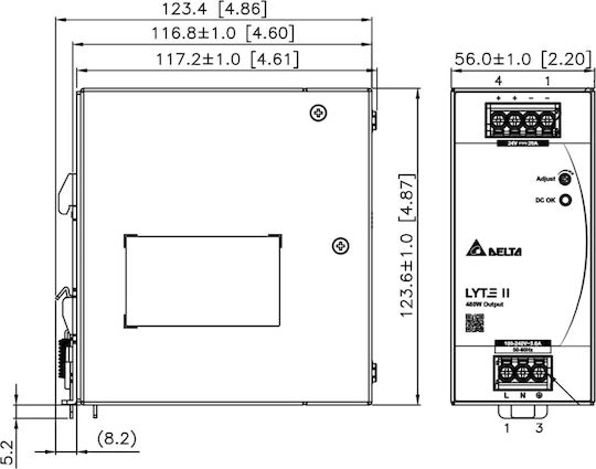 Delta DIN Rail Power Supply with 28V Output and 480W Power 20A