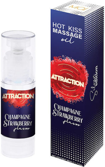 Pachet Promo Gel De Masaj Comestibil Atracție Sărut Fierbinte Gust Căpșună 50ml + Lubrifiant Pe Bază De Apă Ingrediente Naturale Bioaqua 6ml