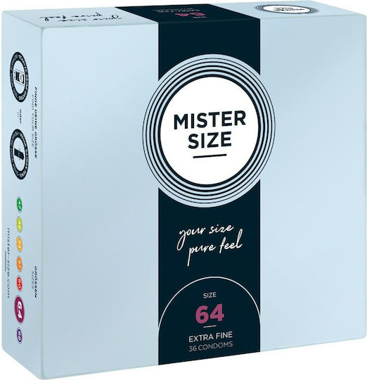 Prezervative Mister Size Condom 36 Buc 64mm Subțiri Pentru Senzație Naturală Natural Vegan