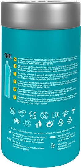 One Prezervative 12 buc 53mm cu Răduri Natural Vegan