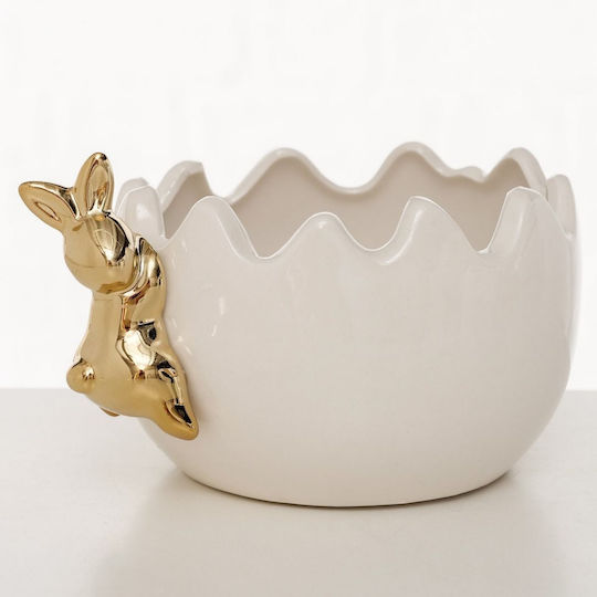 Msa White Gold Bunny Bowl Alvara 16x13x10cm White Porcelain