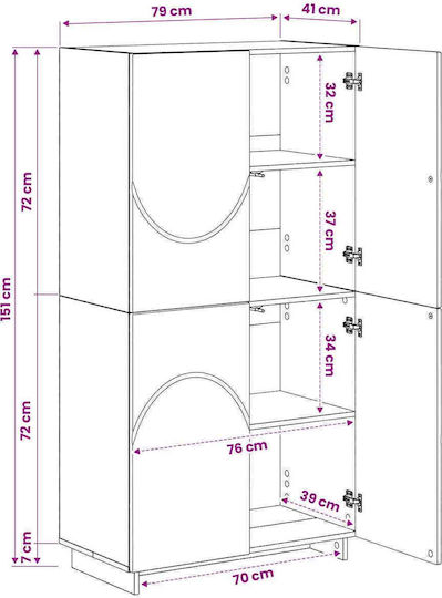 Double Door Wardrobe White 79x41x151cm