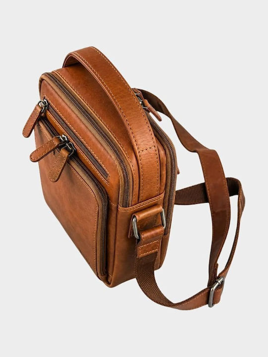 Leather Men's Shoulder / Crossbody Bag Tabac Brown