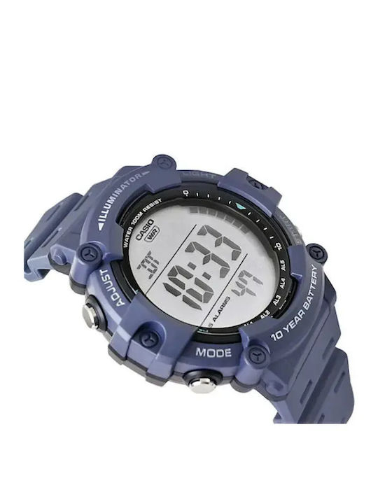 Casio Дигитален Мъжки Ръчен Часовник 54.4mm Хронограф На Батерия с Каучукова Каишка Син / Син