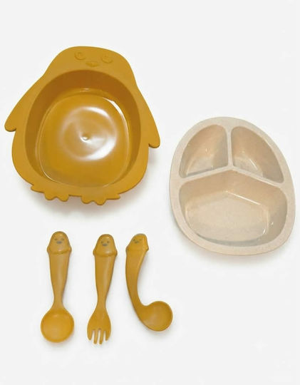 Set de hrană din plastic portocaliu 3 buc