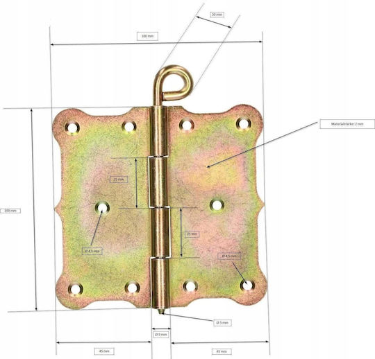 Kotarbau Disconnectable Hinge 100x100 Construction Flat Galvanized
