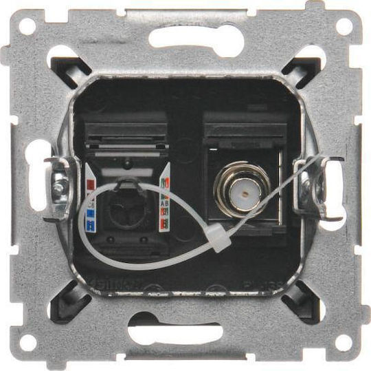 Kontakt-Simon TV-Antennensteckdose in Schwarz Farbe DASFRJ45.01/49
