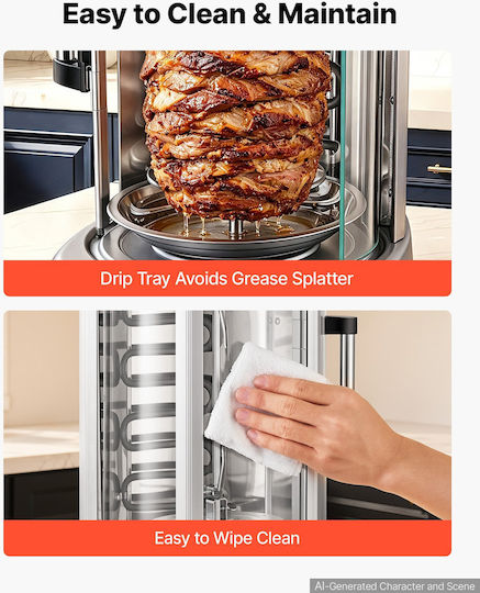 Vevor LPG Doner Kebab Machine LSKRJ20LDRSXOZO8U002V2 with Rotisserie for 4.5kg