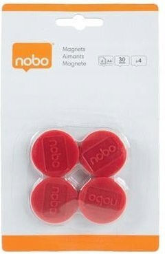 Nobo Magnets 30 Mm Red Pack Of 4 Pieces