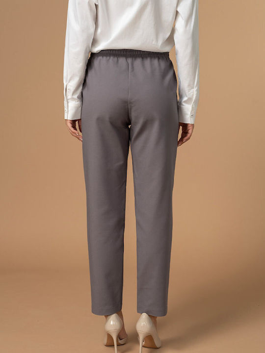 Calypso Women's Fabric Trousers in Relaxed Fit Grey