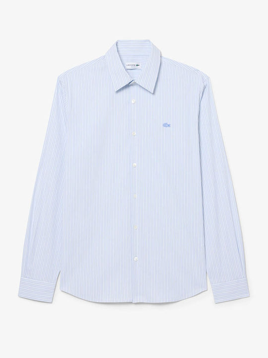 Lacoste Lacoste Herrenhemd in Enge Passform Gestreift Hellblau