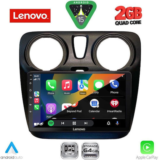 Lenovo Автомобилна аудио система за Dacia Dokker 2012-2025 (Bluetooth/USB/Вграден Wi-Fi/GPS/Apple CarPlay/Android Auto) с Touch Screen 9"
