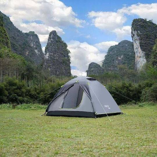 Nils Explorer Campingzelt Iglu Grau mit Doppeltuch 3 Jahreszeiten Für 3 Personen 270x150x110cm