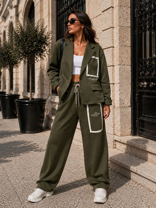 Damen Grünes Set mit Gummibandhose in Entspannte Passform