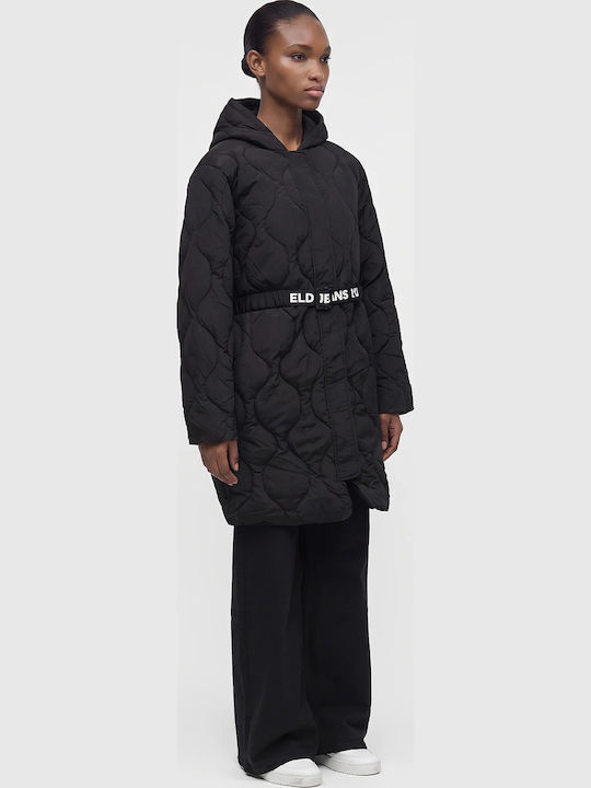Long Women's Jacket for Winter Black