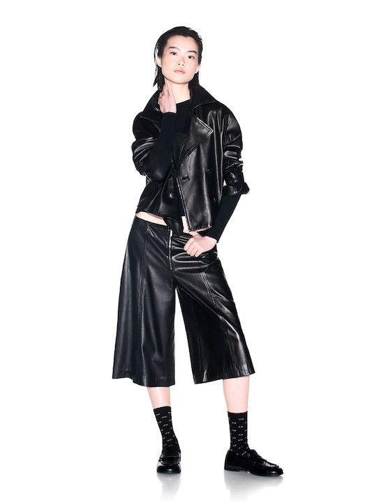 Leather Women's Biker Jacket Black