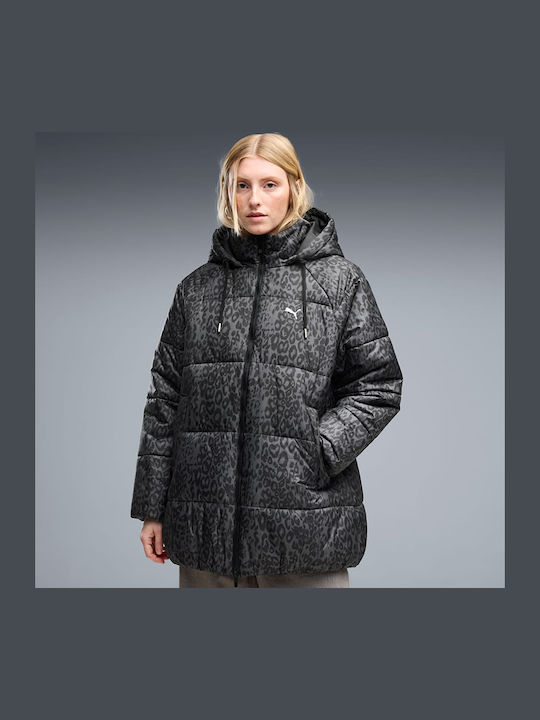 PUMA Jachetă Dama Puffer Lungă Waterproof Pentru Iarnă Neagră