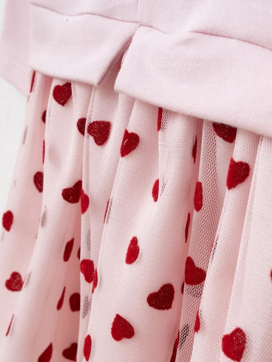 Mädchenkleid Langärmelig Tüll Rosa