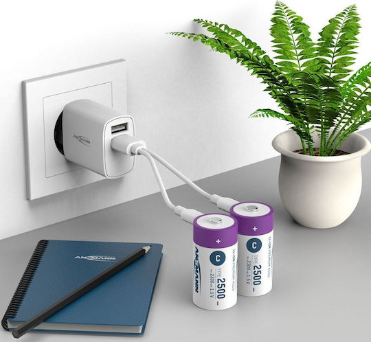 Ansmann Wiederaufladbare Batterien C Li-Ion 2300mAh 1,5V 2 Stück