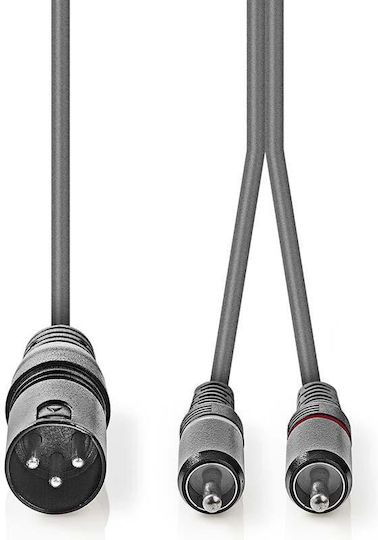 Nedis XLR мъжки - 2 x RCA мъжки Сребрист 3m COTH15200GY30