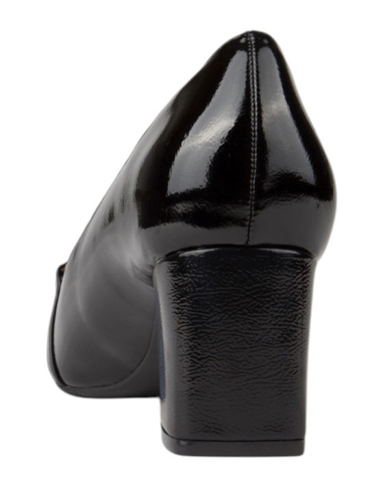Pantofi cu toc din lac Negre