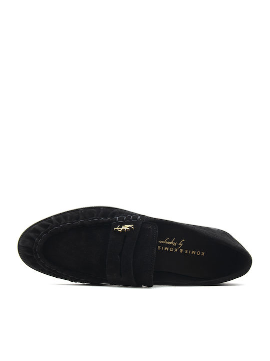 Loafers Dama din Piele în Culoare Neagră
