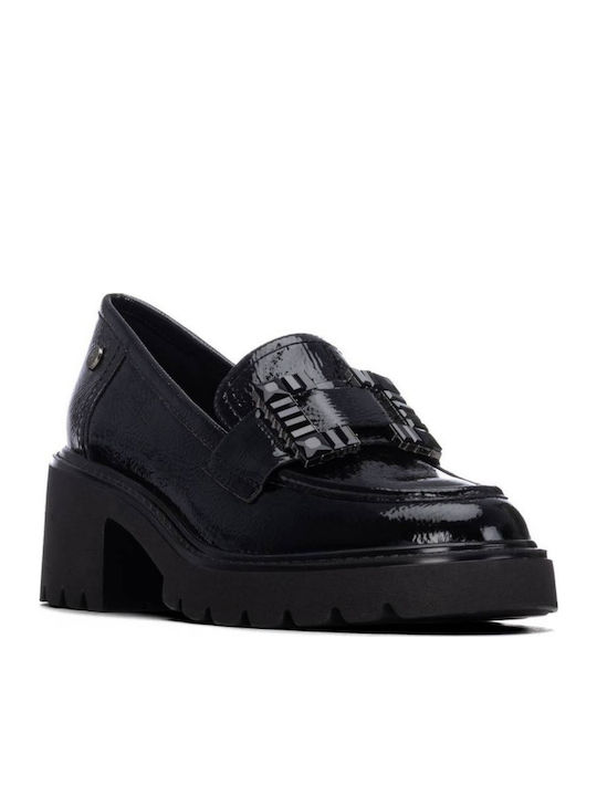 Leder Pumps mit Mittelhohem Absatz Schwarz