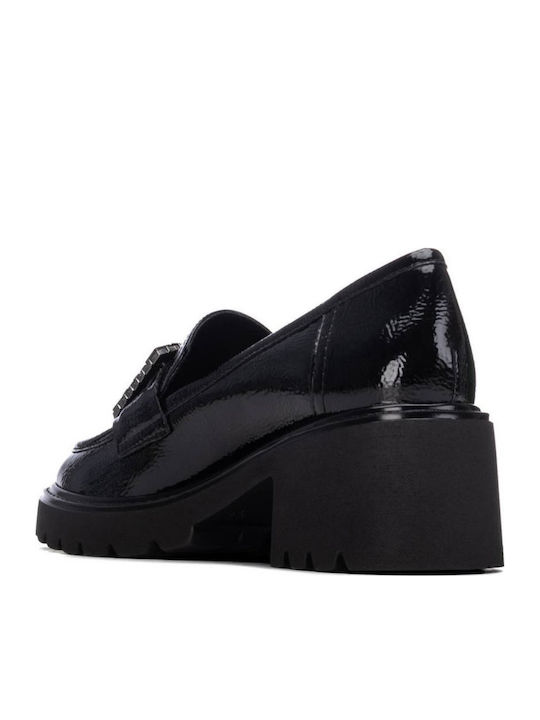 Leder Pumps mit Mittelhohem Absatz Schwarz