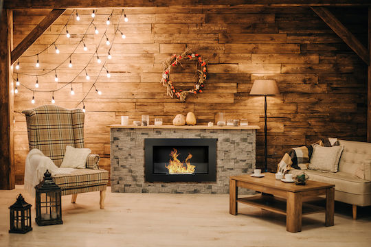 Globmetal Wall Mounted Indoor Bioethanol Fireplace Black