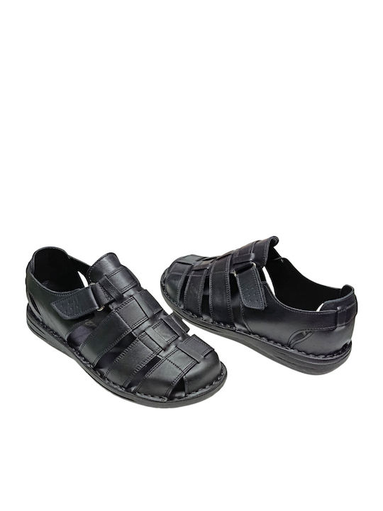 Leder Herrensandalen in Schwarz Farbe