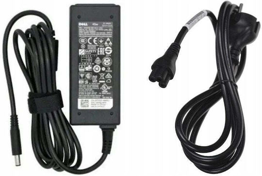 Dell Лаптоп Зарядно Устройство 45W 19.5V със Свалящ Се Кабел За Захранване и със Сет От Върхове