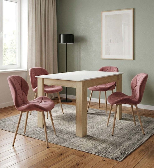 Velvet Dining Chair Dark Pink 52x47x46cm