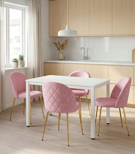 Velvet Dining Chair Light Pink 52x47x46cm