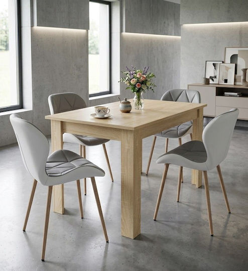 Dining Chair With Artificial Leather Upholstery Gray-White 52x47x46cm